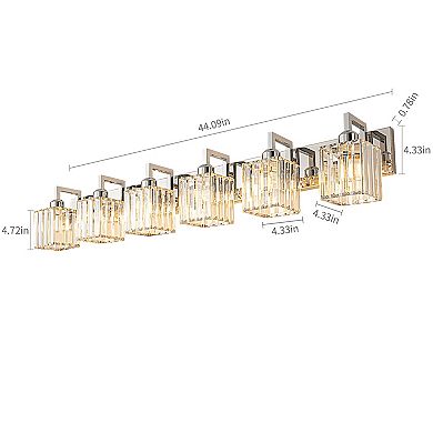 ZLAIQB 44.09” 6-Light Modern Crystal Bathroom Wall Lamp