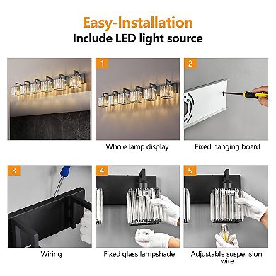 Modern Crystal Vanity Light Sleek Metal Wall Sconce for Bathroom and Home