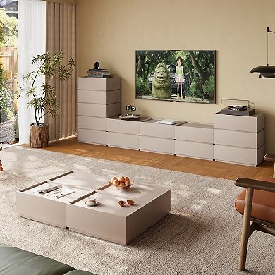 47.27 Inch Farmhouse Coffee Table with Storage Drawers