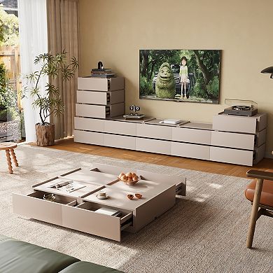 47.27 Inch Farmhouse Coffee Table with Storage Drawers