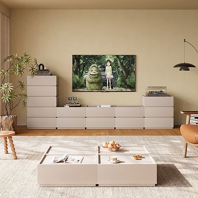 47.27 Inch Farmhouse Coffee Table with Storage Drawers