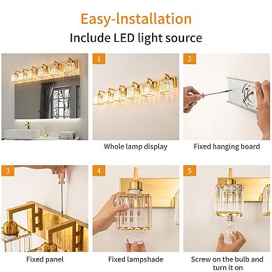 Modern Crystal Vanity Light Sleek Metal Wall Sconce for Bathroom and Home