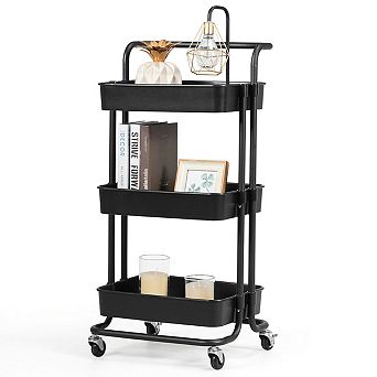 3 tier Utility Cart Storage Rolling Cart with Casters