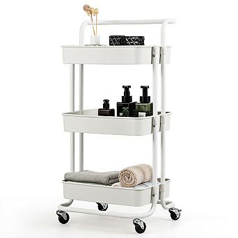 3 tier Utility Cart Storage Rolling Cart with Casters
