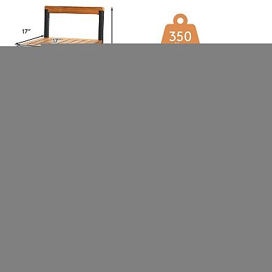 7 Pieces Acacia Wood Patio Rattan Bar Set with Umbrella Hole