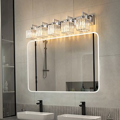 Modern Crystal Vanity Light Sleek Metal Wall Sconce for Bathroom and Home