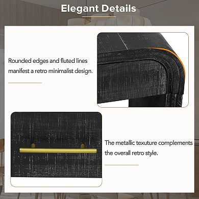 Retro Cabinet Silhouette Console Table with Open Style, Two Top Drawers