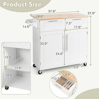 Heavy Duty Rolling Kitchen Cart with Towel Holder and Drawer