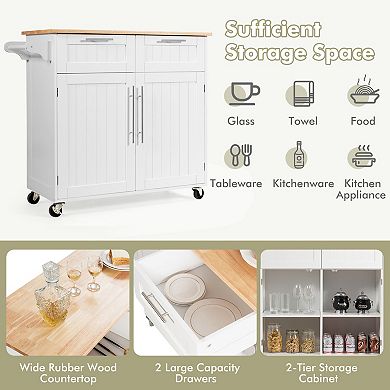 Heavy Duty Rolling Kitchen Cart with Towel Holder and Drawer