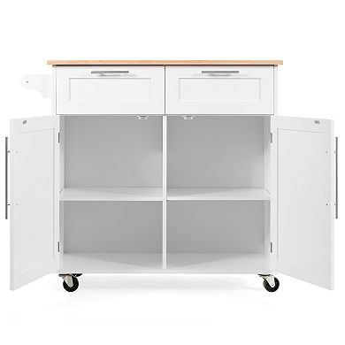Heavy Duty Rolling Kitchen Cart with Towel Holder and Drawer