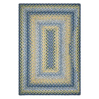 Homespice Sunflower Braided Rug for French Country Decor Blue/Yellow Cotton Rug