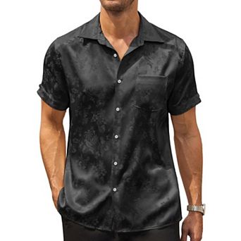 COOFANDY Mens Button Down Short Sleeve Shirt Dress Shirts Wedding Shirt Party Prom