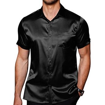 COOFANDY Mens Button Down Short Sleeve Shirt Dress Shirts Wedding Shirt Party Prom