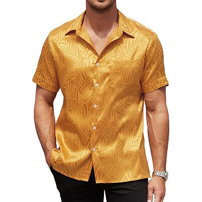 COOFANDY Mens Button Down Short Sleeve Shirt Dress Shirts Wedding Shirt  Party Prom