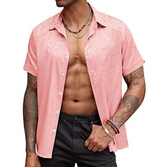 COOFANDY Mens Button Down Short Sleeve Shirt Dress Shirts Wedding Shirt Party Prom