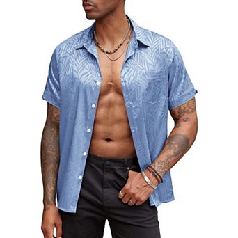 COOFANDY Mens Button Down Short Sleeve Shirt Dress Shirts Wedding Shirt Party Prom
