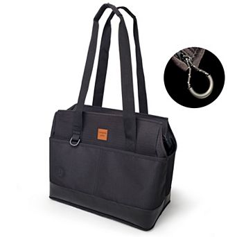 Hoomans + Paws Water-Resistant Pet Tote Carrier with Plush Pad & Built-In Safety Leash