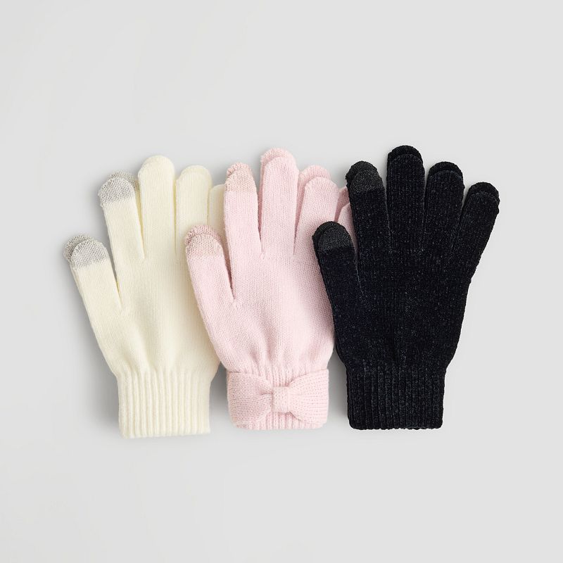 Women's madden girl 3-Pack Glove Set, Blush Ivory Black