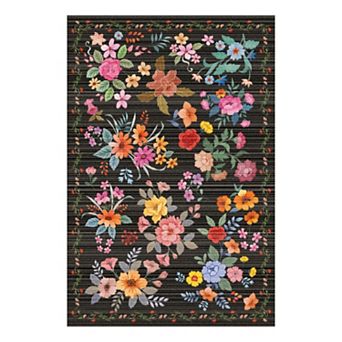 Machine Washable Soft Print Boho Carpet Non Slip Rugs Low Pile Flower Area Rugs for Living Room