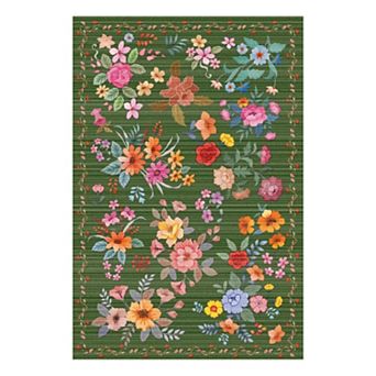 Machine Washable Soft Print Boho Carpet Non Slip Rugs Low Pile Flower Area Rugs for Living Room