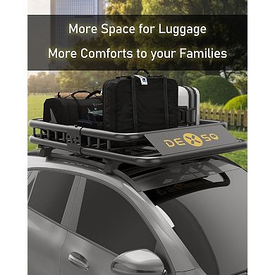 Universal Roof Rack Basket, Heavy Duty 200 LB Capacity Extension & Wind Fairing