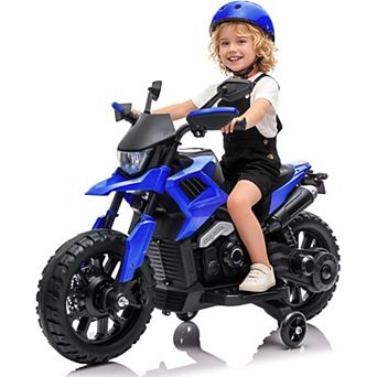 6V Ride-On Motorcycle for Kids, Electric Bike w/ Training Wheels, Music, Outdoor Toy