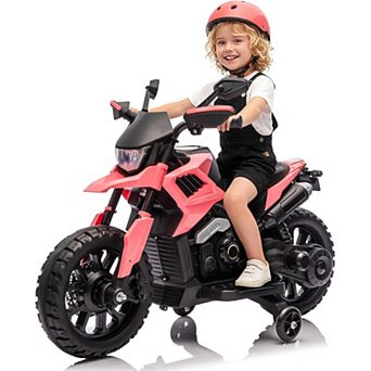 6V Ride-On Motorcycle for Kids, Electric Bike w/ Training Wheels, Music, Outdoor Toy