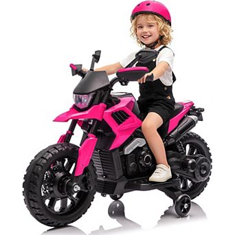 6V Ride-On Motorcycle for Kids, Electric Bike w/ Training Wheels, Music, Outdoor Toy