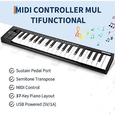 Portable MIDI Keyboard Controller with USB Connectivity,Arranger Keyboard for Students
