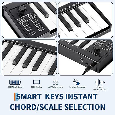 Portable MIDI Keyboard Controller with USB Connectivity,Arranger Keyboard for Students