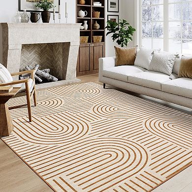 Modern Abstract Living Room Rug Non Slip Thin Washable Soft Low Pile Carpet Indoor Decorative Mat