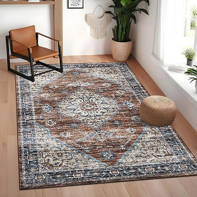 Polyester Cashmere Hallway Bathroom Entryway Kitchen Office Foldable Geometric Rug