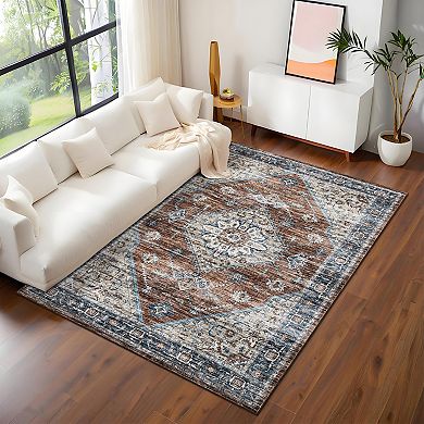 Polyester Cashmere Hallway Bathroom Entryway Kitchen Office Foldable Geometric Rug