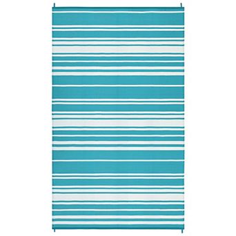 Outdoor Patio Rug Stain-Resistant Reversible Camping Mat, Modern Striped Outdoor Plastic Straw Rug