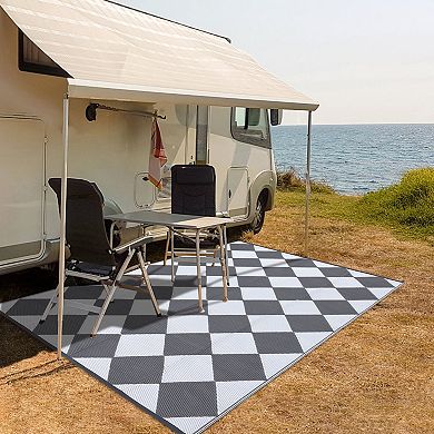 Plastic Rectangular Beach Front Porches Patio Picnic RV Camping Garage Geometry Modern Area Rug
