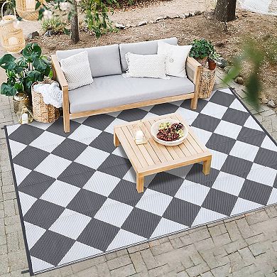 Plastic Rectangular Beach Front Porches Patio Picnic RV Camping Garage Geometry Modern Area Rug