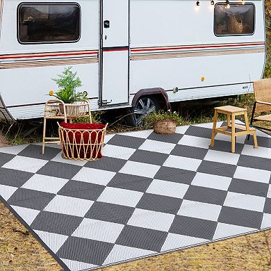 Plastic Rectangular Beach Front Porches Patio Picnic RV Camping Garage Geometry Modern Area Rug