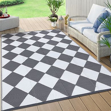 Plastic Rectangular Beach Front Porches Patio Picnic RV Camping Garage Geometry Modern Area Rug