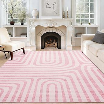 Abstract Washable Area Rug, Rug for Bedroom Non-Slip Soft Living Room Rug