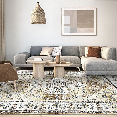 Polyester Imitation Cashmere Rectangular Hallway Entryway Kitchen Office Foldable Flower Printed Rug