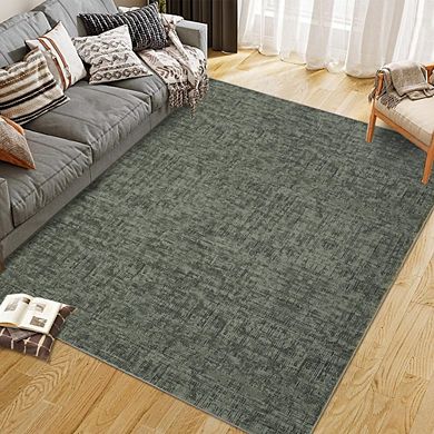 Modern Washable Rug Non Slip Neutral Plain Carpet Soft Low Pile Thin Floor for Office Living Room