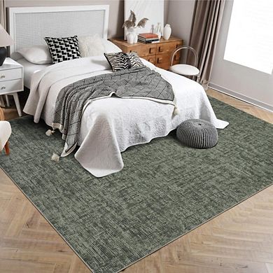 Modern Washable Rug Non Slip Neutral Plain Carpet Soft Low Pile Thin Floor for Office Living Room