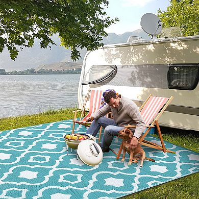 Reversible Plastic Straw Outdoor Rug Waterproof, Lightweight Camping Mat for Patio, RV, Picnic