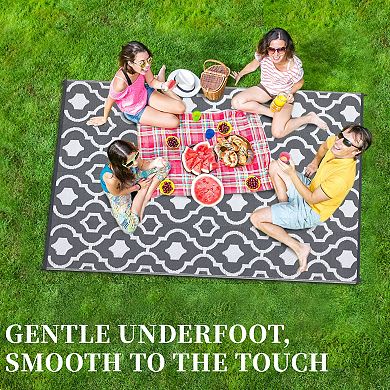 Reversible Plastic Straw Outdoor Rug Waterproof, Lightweight Camping Mat for Patio, RV, Picnic