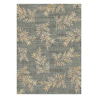 Washable Leaf Indoor Area Rug Low Pile Stain-Resistant Non Shedding Area Rug