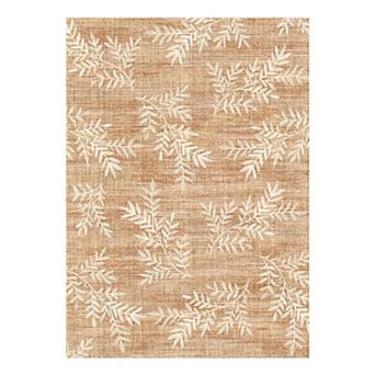 Washable Leaf Indoor Area Rug Low Pile Stain-Resistant Non Shedding Area Rug