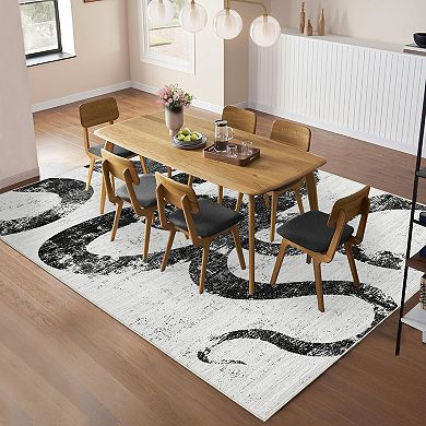 Polyester Rectangular Hallway Bathroom Entryway Kitchen Office Foldable Geometric Abstract Rug