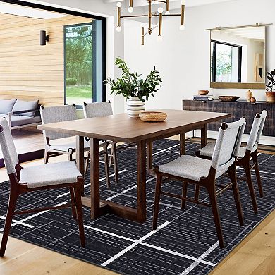 Polyester Yarn Cashmere Rectangular Hallway Bathroom Entryway Kitchen Office Foldable Geometric Rug