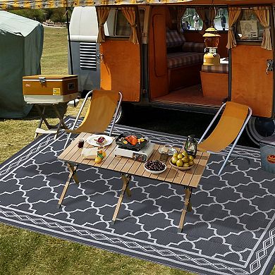 Rectangular Beach Front Porches Patio Picnic RV Camping Garage Rhomb Border Modern Moroccan Area Rug