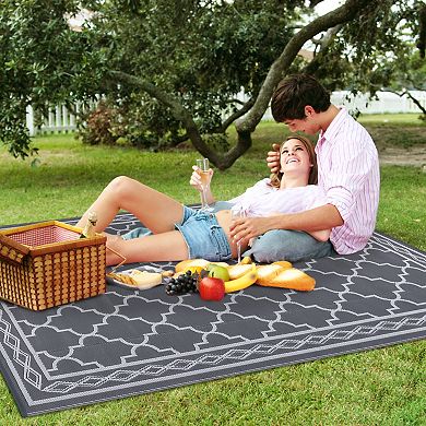 Rectangular Beach Front Porches Patio Picnic RV Camping Garage Rhomb Border Modern Moroccan Area Rug